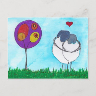 Happy Sheep - Love and Hugs postcard