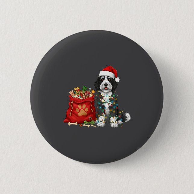 Happy Sheepadoodle Christmas Lights Dog Mom Sheepa 6 Cm Round Badge (Front)
