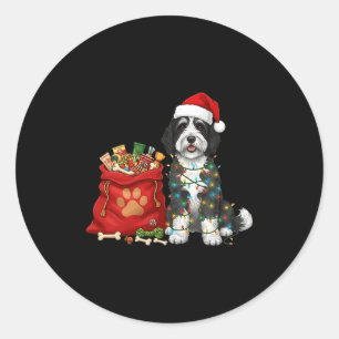 Happy Sheepadoodle Christmas Lights Dog Mom Sheepa Classic Round Sticker