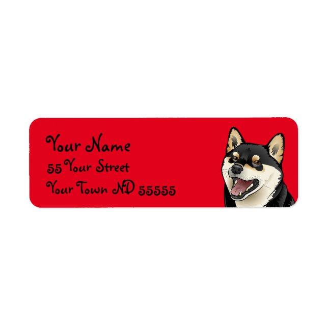 Happy Shiba Inu Dog Japanese Address Labels (Front)