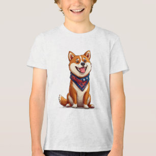 Happy Shiba Inu Dog Tri-Blend Shirt