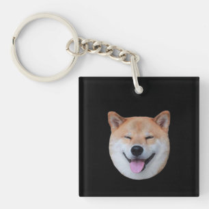 Happy shiba inu face Smiling dog gift Key Ring