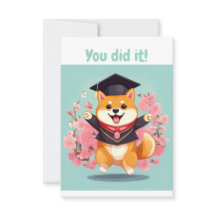 happy shiba inu graduating - graduation card