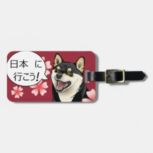 Happy Shiba Inu Japanese Dog Let's go to Japan tag