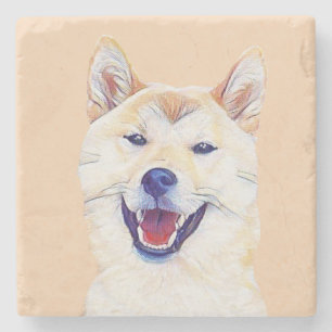 Happy Shiba Inu Marble Coaster