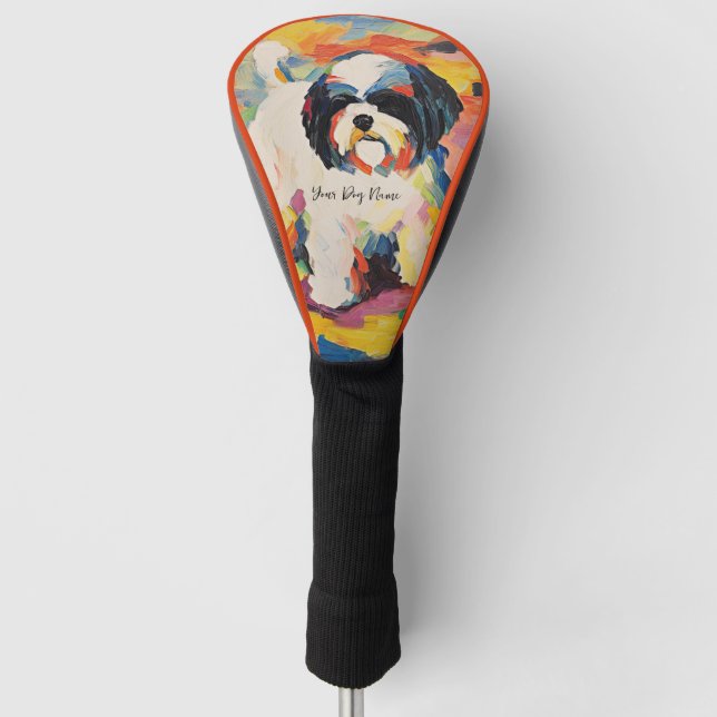 Happy Shih Tzu Dog 01 - Kaori Golf Head Cover (Front)