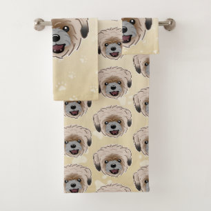 Happy Shih Tzu Dog Lover I Woof You Paws Bath Towel Set