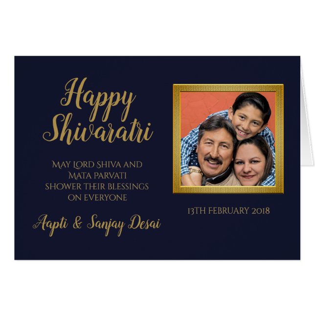 Happy Shivratri English Wording - ADD PHOTO Blue (Front Horizontal)