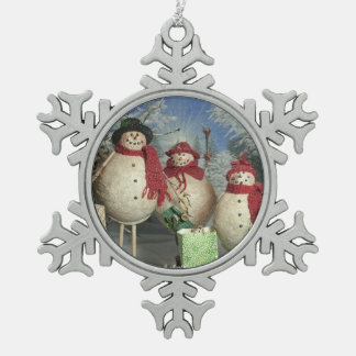 Happy Shoppers Snowflake Pewter Christmas Ornament
