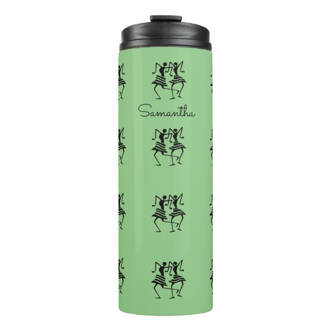 Happy Silhouette Dancers Green    Thermal Tumbler (Front)