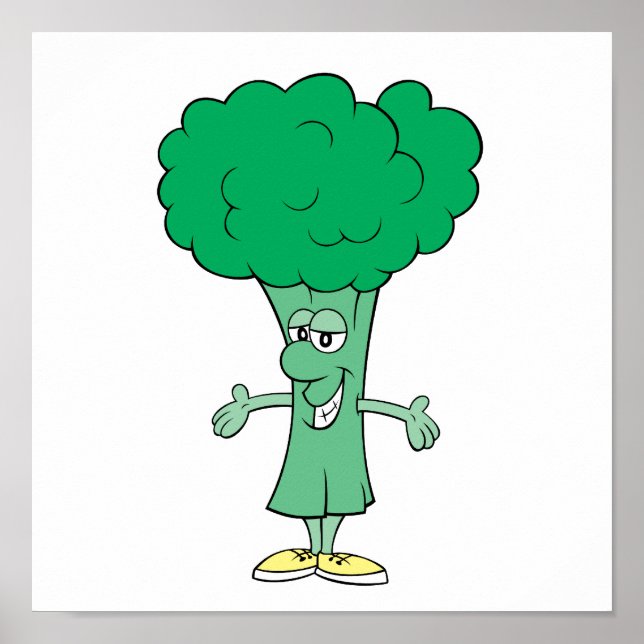 happy silly broccoli cartoon poster (Front)