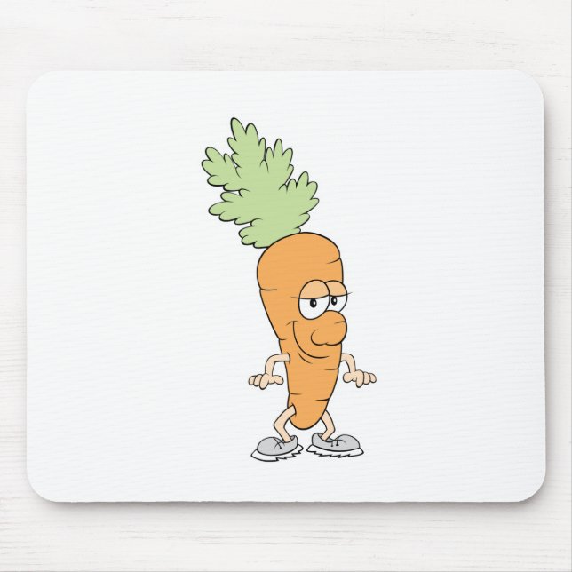 happy silly carrot cartoon mouse mat (Front)