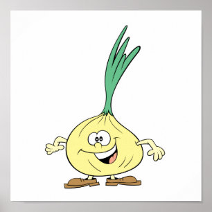 happy silly onion cartoon poster