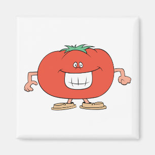 happy silly tomato cartoon magnet