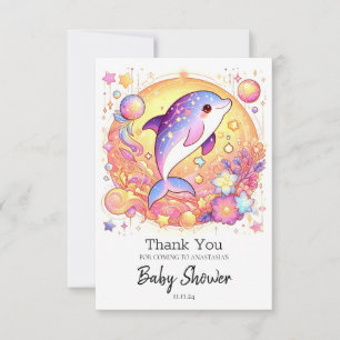 Happy Simple Dolphin Baby Shower Thank You Card