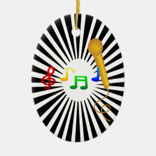 Happy Singing Music Karaoke Sweet Black White Ceramic Tree Decoration
