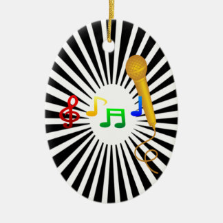 Happy Singing Music Karaoke Sweet Black White Ceramic Tree Decoration