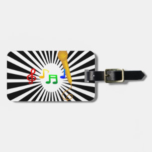 Happy Singing Music Karaoke Sweet Black White Luggage Tag
