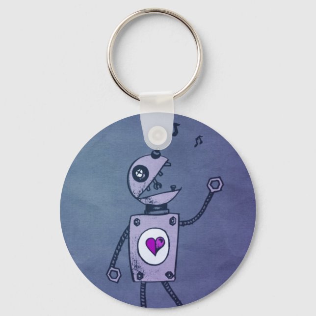 Happy Singing Retro Robot Key Ring (Front)