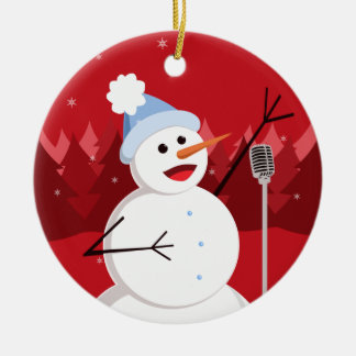 Happy Singing Snowman Christmas Ceramic Tree Decoration