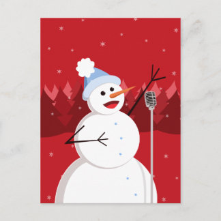 Happy Singing Snowman Christmas Holiday Postcard