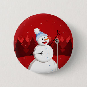 Happy Singing Snowman Musical Christmas 6 Cm Round Badge