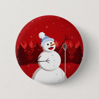 Happy Singing Snowman Musical Christmas 6 Cm Round Badge