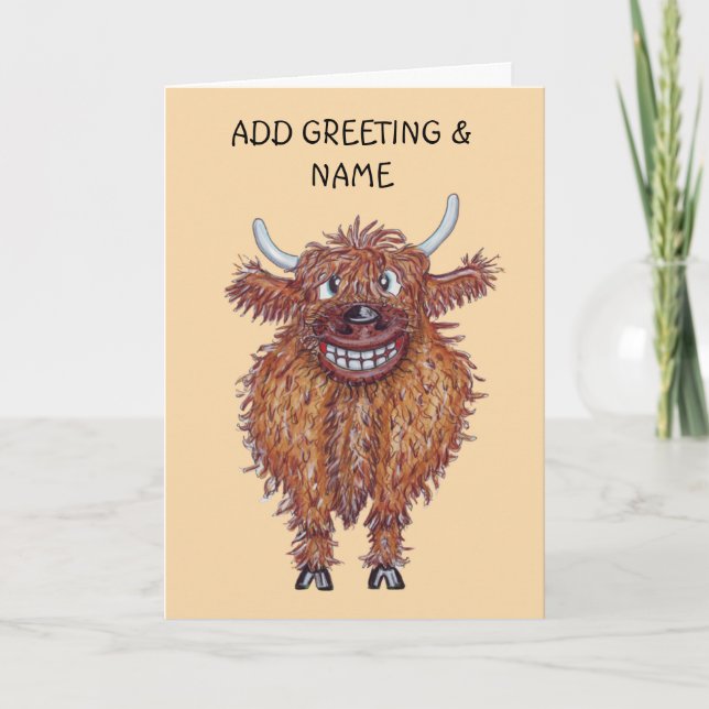 Happy single highland cow card (Front)