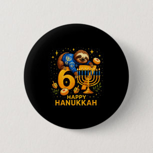 Happy Six Seven Hanukkah Funny Meme Menorah Sloth 6 Cm Round Badge
