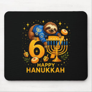 Happy Six Seven Hanukkah Funny Meme Menorah Sloth Mouse Mat