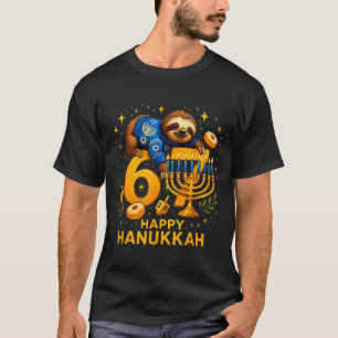 Happy Six Seven Hanukkah Funny Meme Menorah Sloth T-Shirt