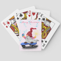 Happy Skater Gnome with Gifts and Sparkler - Funny