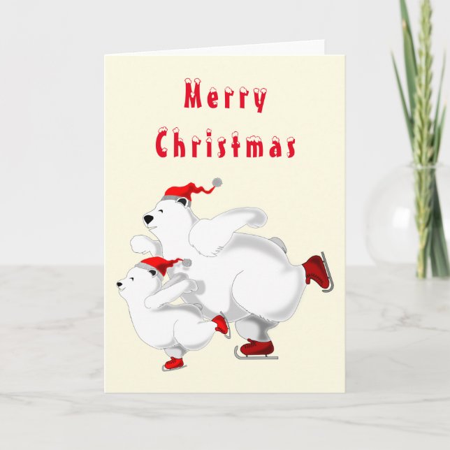 Happy Skating Bear Christmas Card (Front)