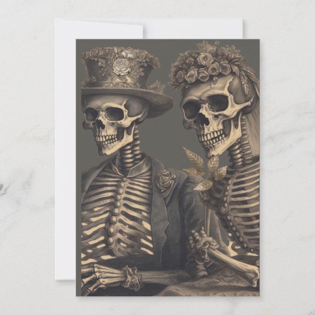 Happy Skeleton Couple  Invitation (Front)
