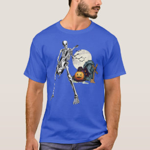 Happy Skeleton Guitar Guy Spooky Halloween Rock Ba T-Shirt