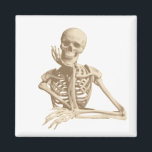 Happy Skeleton Magnet<br><div class="desc">Happy smiling skeleton with his bony hand resting on his chin.</div>