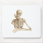 Happy Skeleton Mouse Mat<br><div class="desc">Happy smiling skeleton with his bony hand resting on his chin.</div>