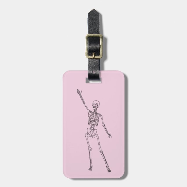 Happy Skeleton Personalized Luggage Tag (Front Vertical)