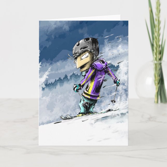 Happy Skiing Birthday Card (Front)