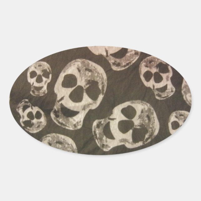 Happy Skulls Oval Sticker (Front)