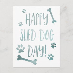 happy sled dog day postcard