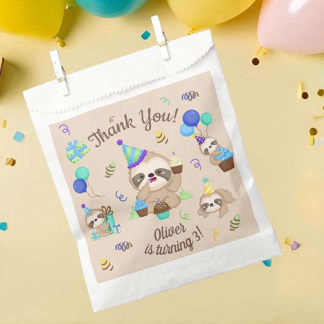 Happy Sloth Birthday Party Thank You Favour Bags (Creator Uploaded)