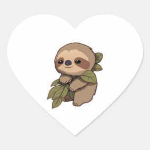 Happy Sloth Drawing Leafy  Sticker 