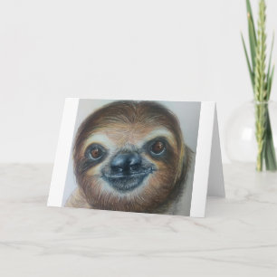 HAPPY SLOTH GREETINGS CARD!animal sloths Card