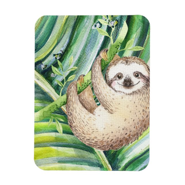 Happy Sloth Tropical Magnet (Vertical)
