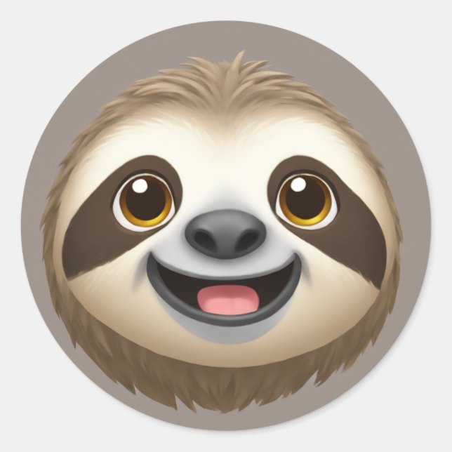 Happy Sloth Vibes Classic Round Sticker (Front)