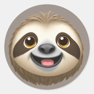 Happy Sloth Vibes Classic Round Sticker