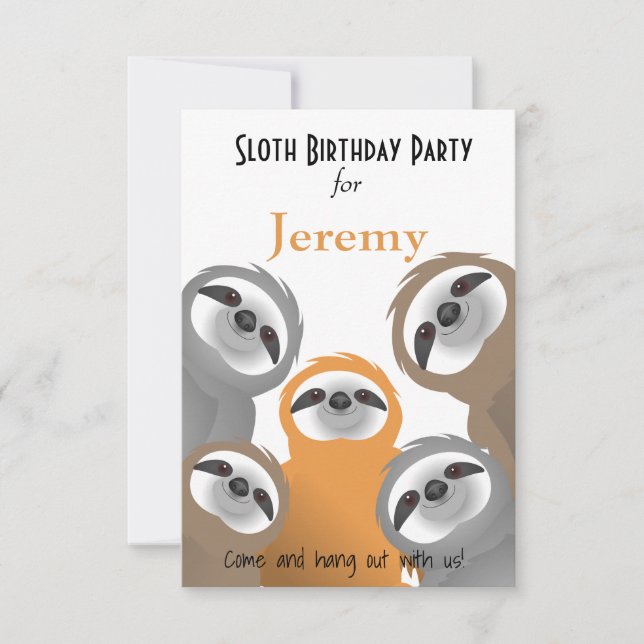 Happy Sloths Birthday Party Invitation (Front)