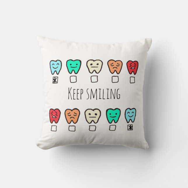 "Happy Smile" Tooth Pillow - tandläkar kudde-cover (Front)