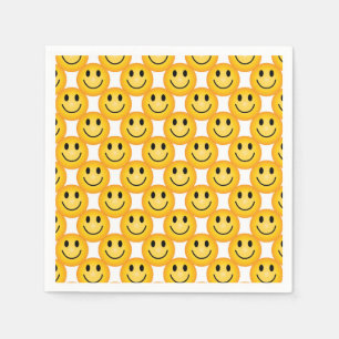 Happy Smiley Face Emoji Printed Party Paper Napkin